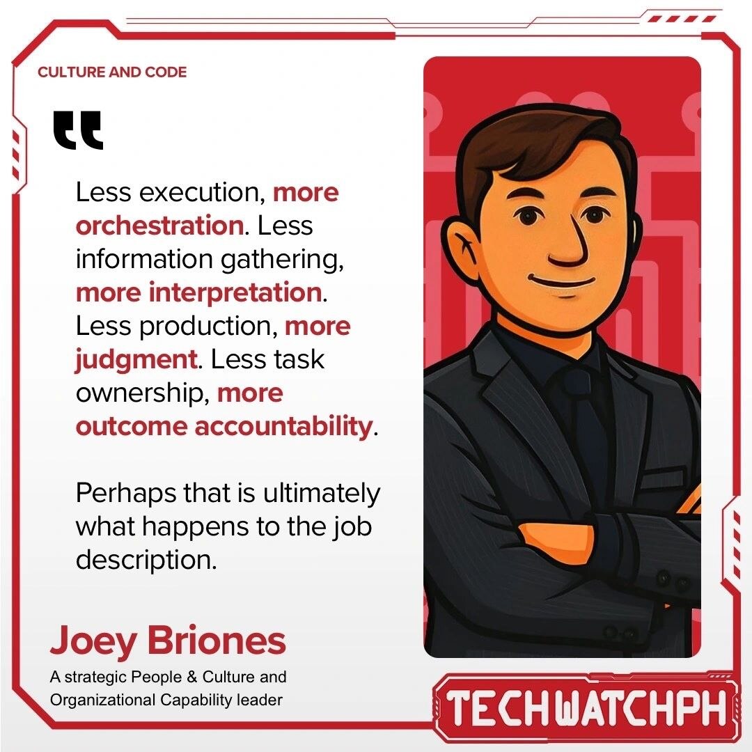 The End of the Job Description quote card featuring Joey Briones, Culture & Code, Tech Watch PH