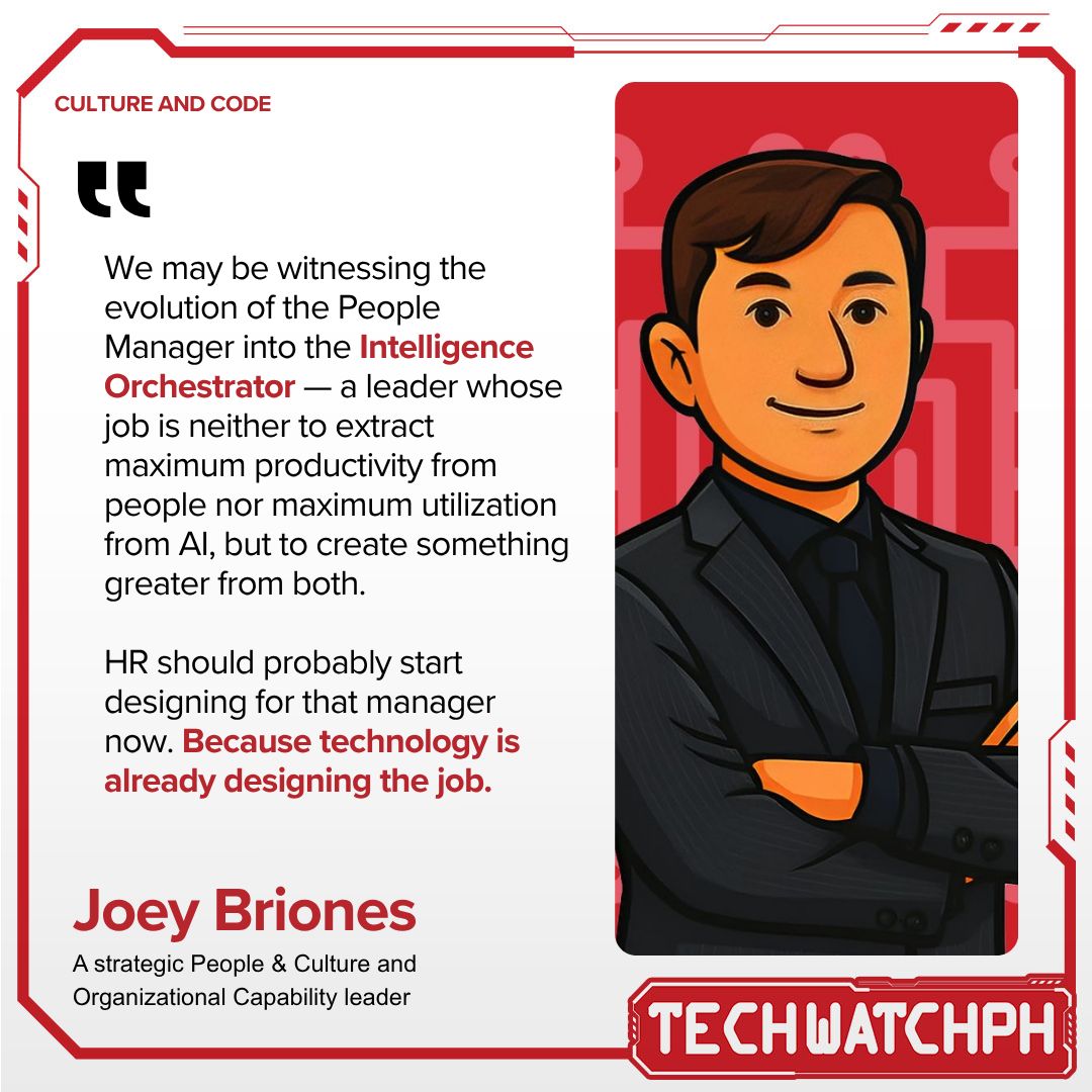 The Great Management Rewrite quote card featuring Joey Briones, Culture & Code, Tech Watch PH
