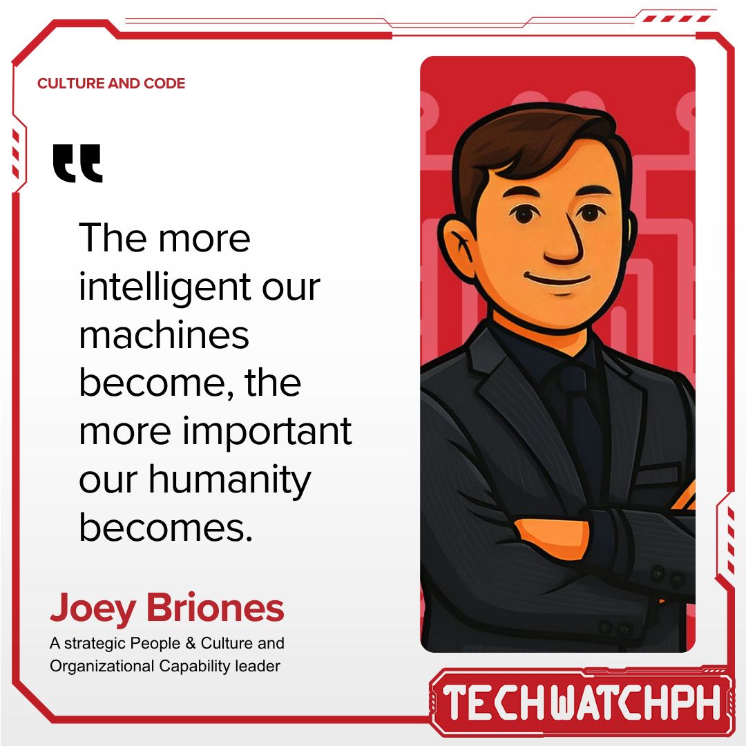 ReGAINing the Human Advantage quote card featuring Joey Briones, Culture & Code, Tech Watch PH