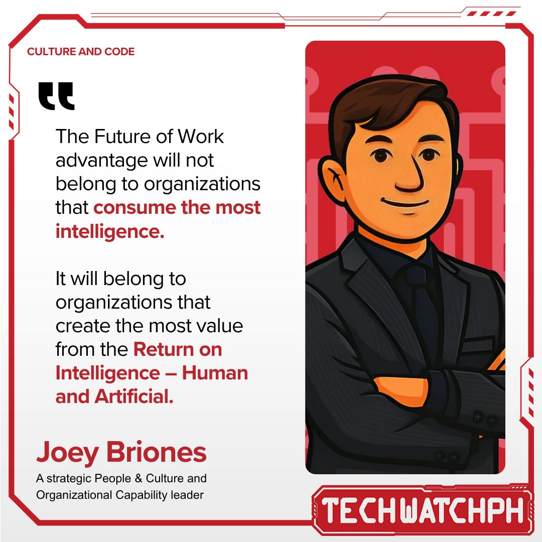 Return on Intelligence quote card featuring Joey Briones, Culture & Code, Tech Watch PH