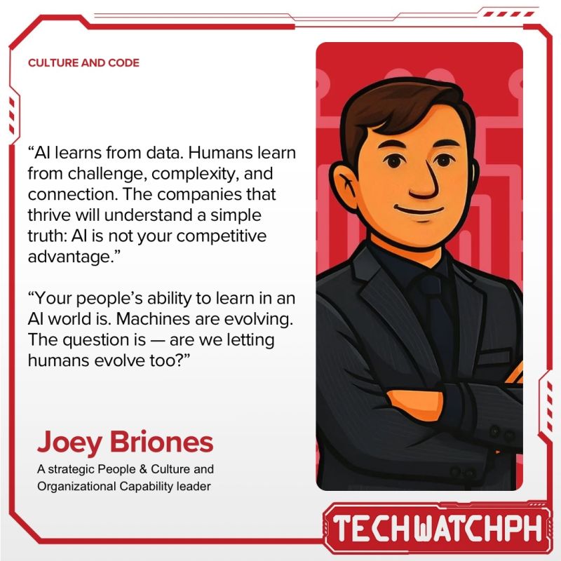 The Skill Recession: How AI Is Quietly Untraining Us quote card featuring Joey Briones, Culture & Code, Tech Watch PH