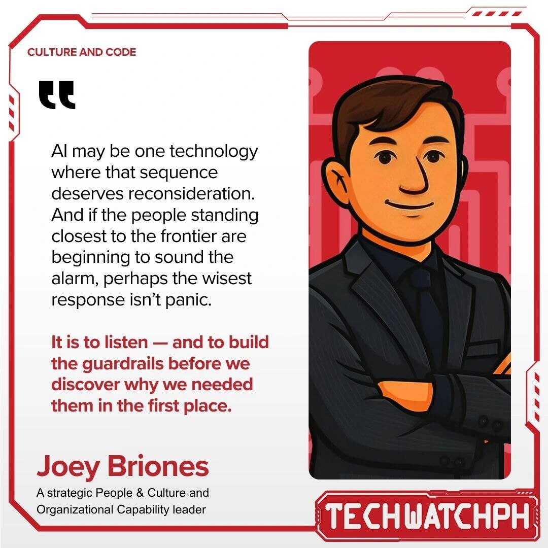 Sound the Alarm? quote card featuring Joey Briones, Culture & Code, Tech Watch PH
